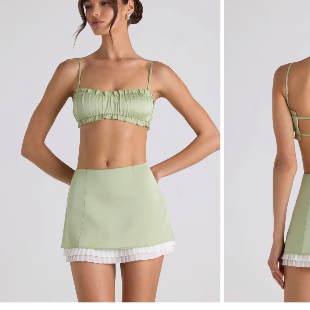 Oh Polly Light Odella satin Green Skirt Set size 8
